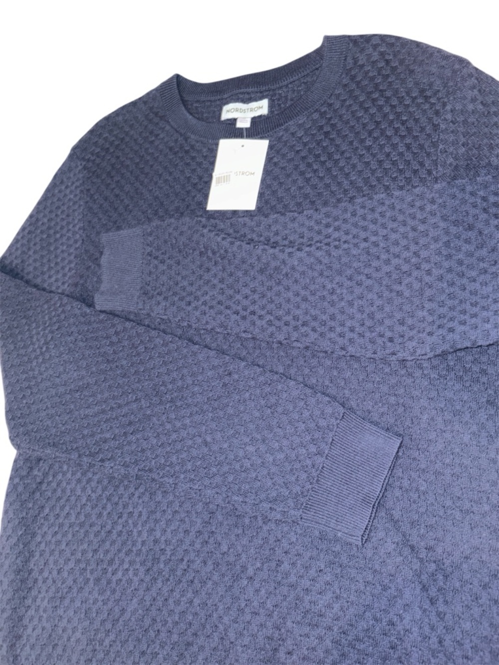 Nordstrom Men’s Dark Navy Crewneck Textured Sweater - Picture 3 of 5